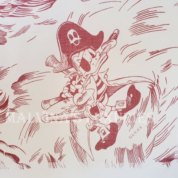 GUCCI SCARF 463508 DISNEY SEA STORM PRINT RED WHITE MODAL SILK SQUARE 55" - Picture 8 of 16